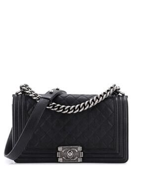 Chanel Boy Flap Bag Quilted Caviar Old #241423C49B